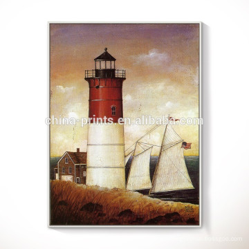 Lighthouse Wall Decor Obra / Coastal Canvas Paintings / Vintage Impresión De Lienzo Decoración Para El Hogar